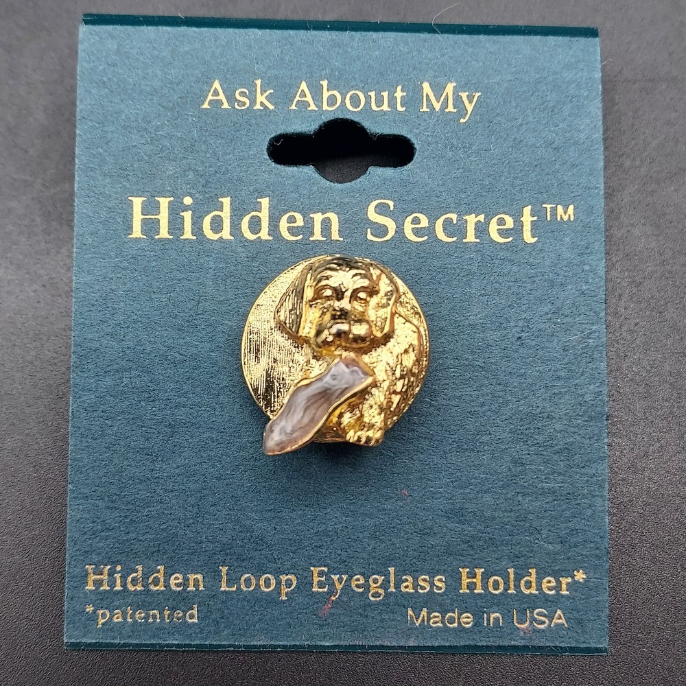 Dog Pin Brooch With Shoe in Mouth Esther Fuhrman Hidden Secrets ID Badge Holder